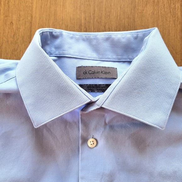Calvin Klein light blue Dress Shirt ‎ | No Iron | 100% Cotton | Men M | Slim Fit - Picture 2 of 11
